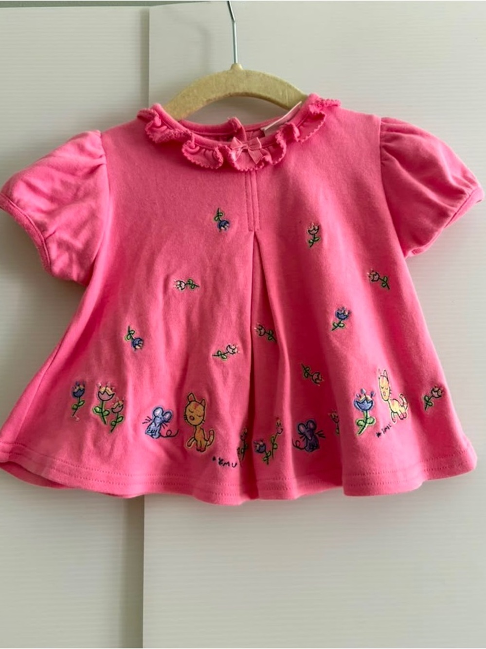Vintage 2001 Carter’s Embroidered Swing Top Ruffle Collar Cottagecore 3-6 months